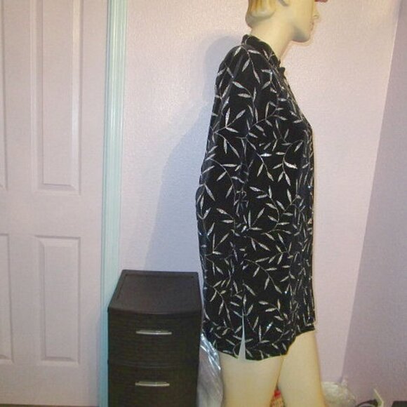 Vtg Black Velvet Embellished Blazer Size M Tunic Long Sleeves Formal Old Money - Picture 6 of 10